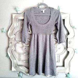 WHBM Silver Sparkle Dress - LS - Size Small